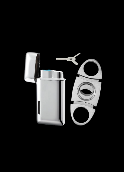 Legacy Cutter & Double Jet Flame Lighter Set – Refillable, Adjustable, Windproof Torch