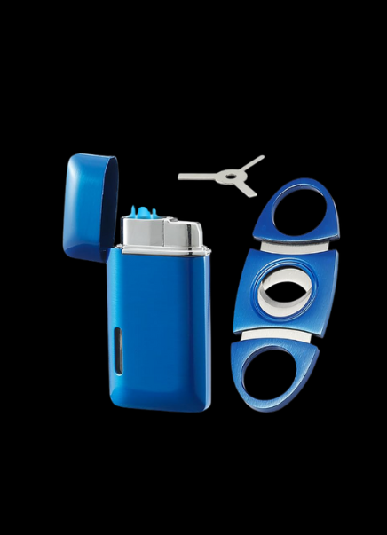 Legacy Cutter & Double Jet Flame Lighter Set – Refillable, Adjustable, Windproof Torch