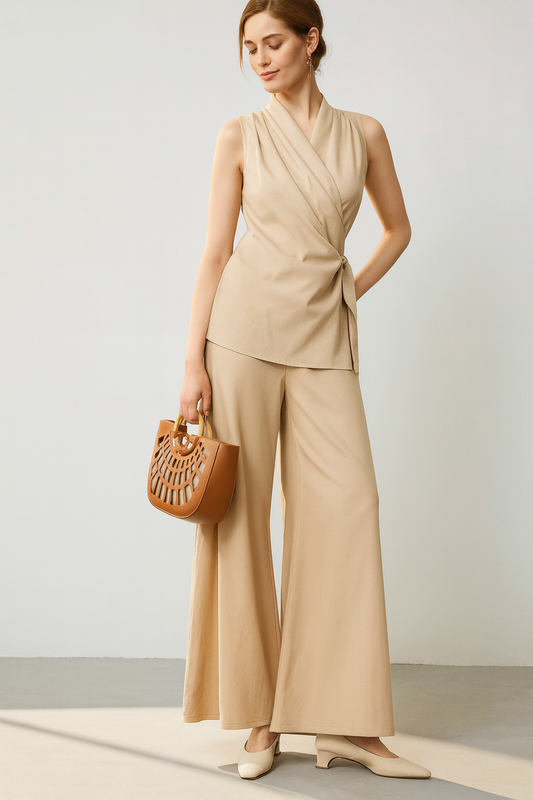 Legacy Premium Beige Wrap Set – Women’s Luxury Edition